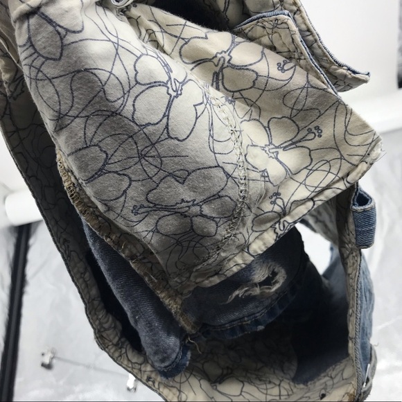 Hint Distressed Denim Jean Mini Skirt 100% Cotton Size 9 - Picture 9 of 9